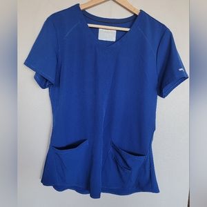 Vitality 3 Pocket Virtual V-Neck Scrub Top Women's Size Medium Galaxy Blue